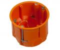 A0044P - Puszka instalacyjna do płyt gipsowych fi 60 głęboka, z wkrętami, pomarańczowa