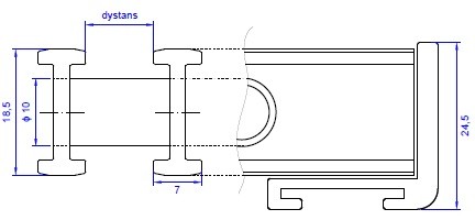 REGULUS-system - szczebel aluminiowy wysoki - przekrój