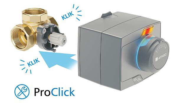 zawory mieszające ARV ProClick i siłowniki elektryczne ARM ProClick z innowacyjnym systemem montażu ProClick